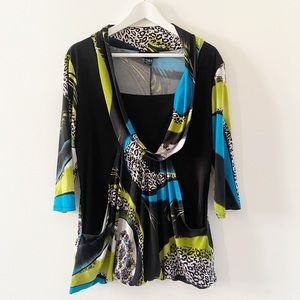 Frank Lyman multi print silky graphic pull-on top